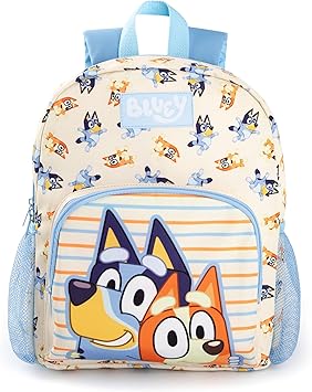 Bluey Kids Backpack Bingo Character in Beige | Childrens Mini Bag with Adjustable Straps and Mesh Pocket