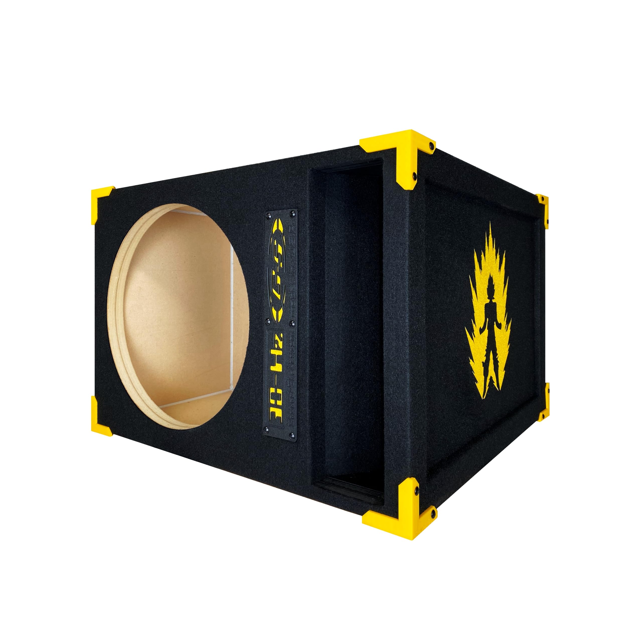 30HZ Reinforced Competition Single Ported Sub Box Sub Woofer Enclosure Speaker Box Car Audio Subwoofer Ground Shaker Box Ground-Shaker (Goku Yellow, 15")