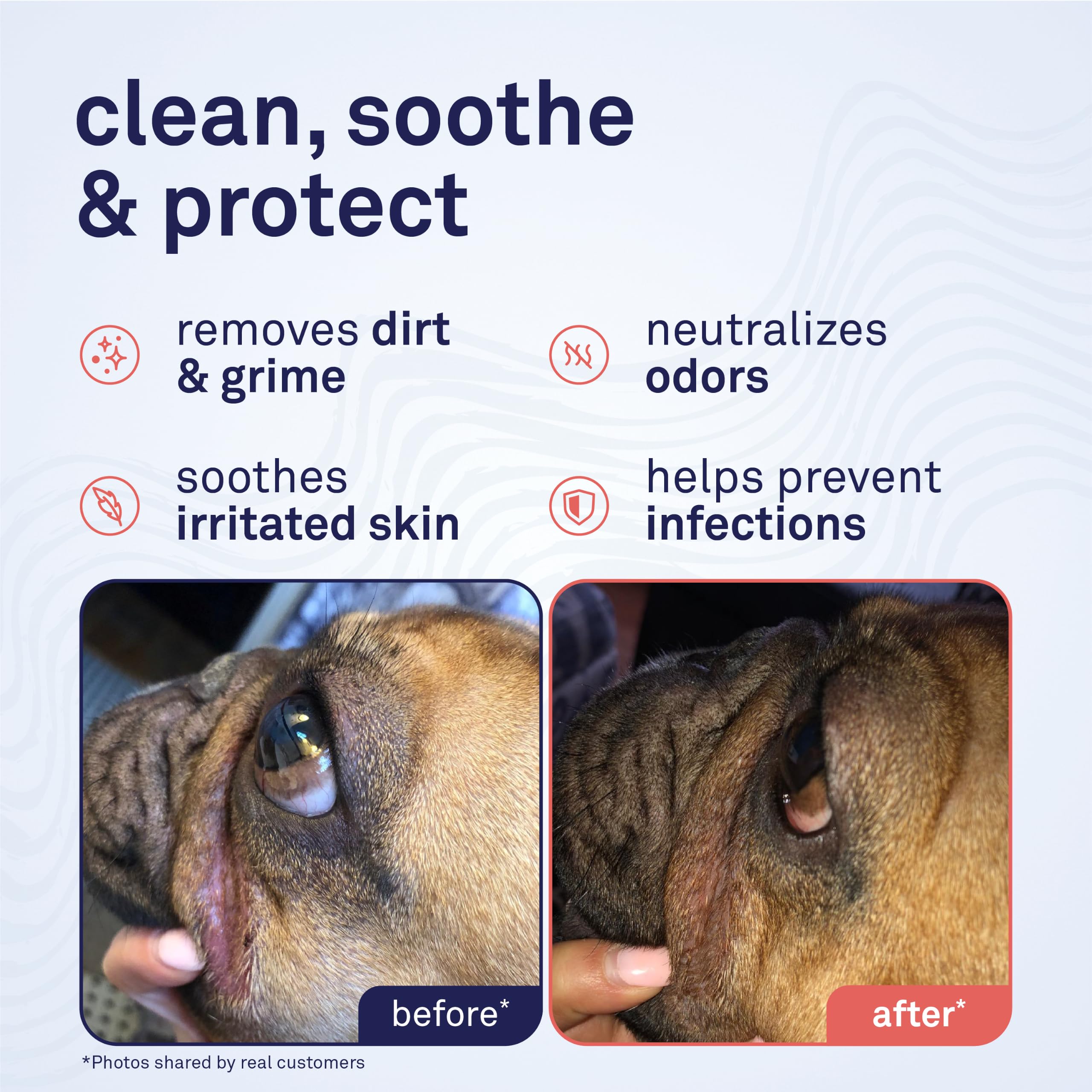 Petpost | Bulldog Wrinkle Wipes for Dogs - Cleans and Soothes Pug Wrinkles and Folds - 100 Ultra Soft Cotton Pads in Coconut Oil Solution
