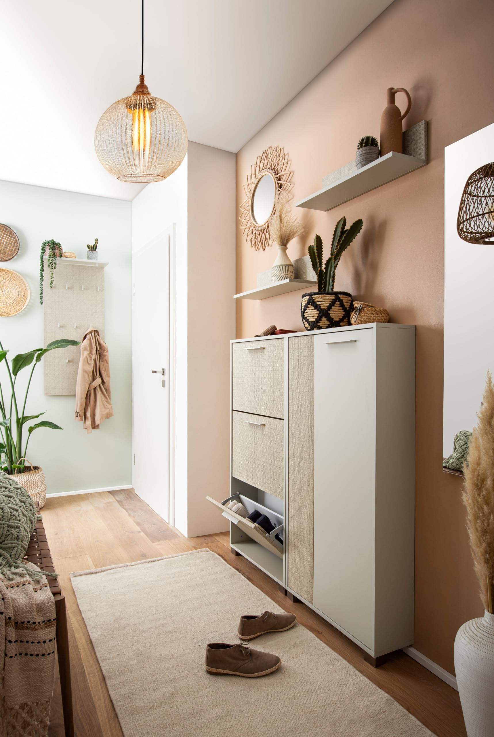 Schildmeyer Hakenpaneel Edno 159985, cremebeige/Canasta Dekor, 50 x 20,9 x 110,6 cm