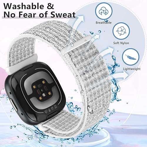 Vista 40 de Correa de nailon compatible con Fitbit Sense 2/Fitbit Sense/Fitbit Versa 4/Fitbit Versa 3 Bandas, para mujeres y hombres, correa de nailon suave