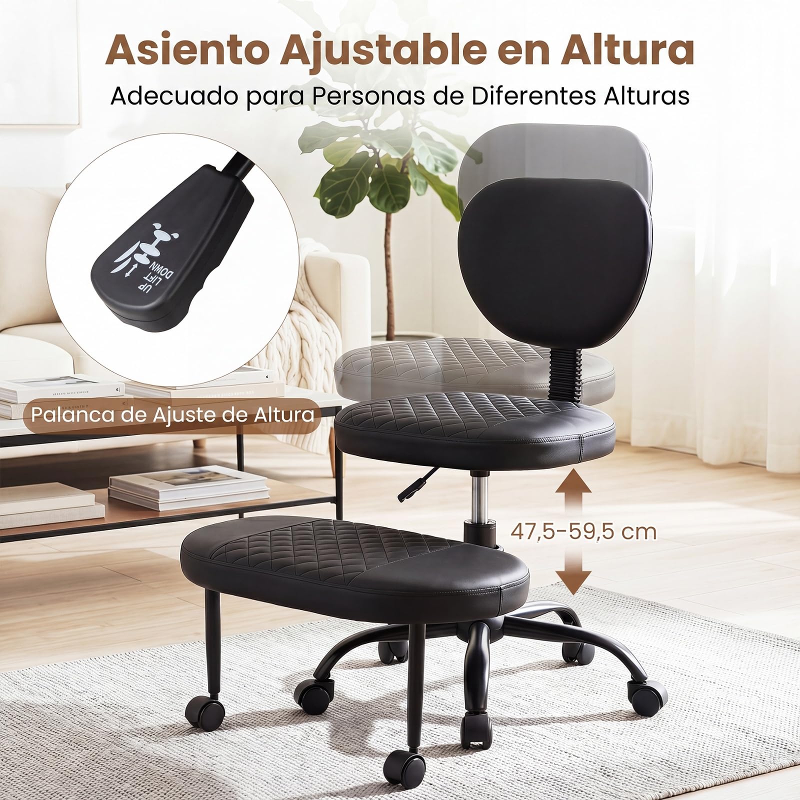 COSTWAY Silla Ergonómica de Rodillas, Respaldo, Reposapiés Giratorio a 360° | Silla Oficina de Piernas Cruzadas con Ruedas, Altura Ajustable y Asiento Tapizado, Taburete para Meditación, Yoga, Trabajo