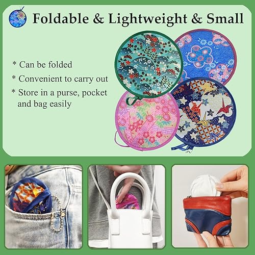 Miniatura 6 de MXY Abanico plegable de mano blanca para manualidades, abanicos de mano redondos en blanco, abanicos de decoración para manualidades, se puede