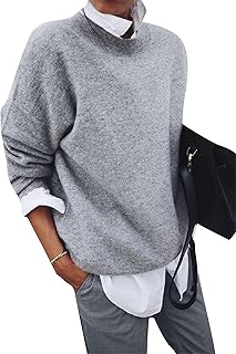 YMING Women's Casual Collared 2 in 1 Pullover Tops Contrast Shirt Long Sleeve Sweater