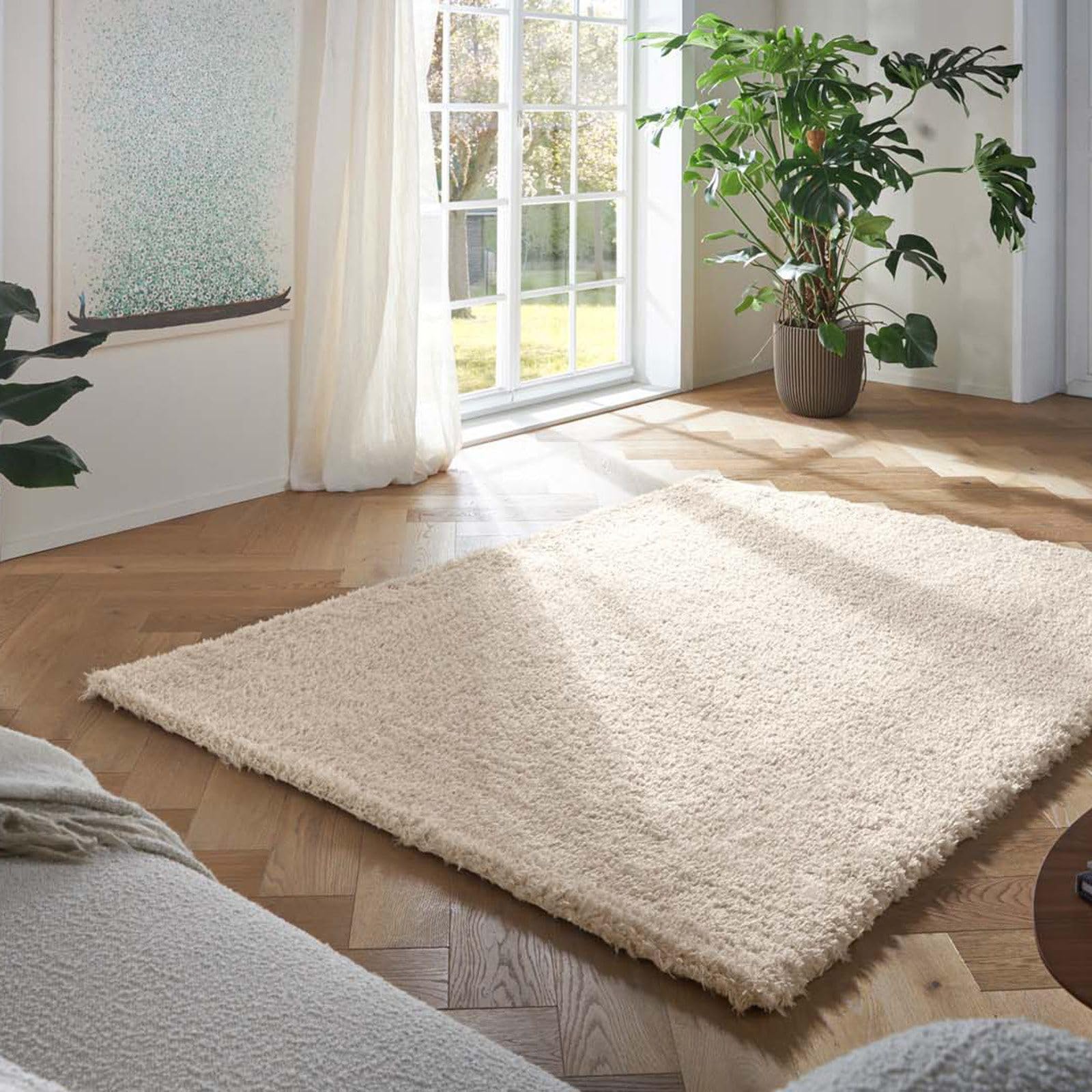 Taracarpet Flokati Teppich Langflor Kuscheliger Shaggy Weich Hochflor Wohnzimmer Schlafzimmer Home deko Modern Flauschig Anti-Rutsch Unterseite Beige 080x230