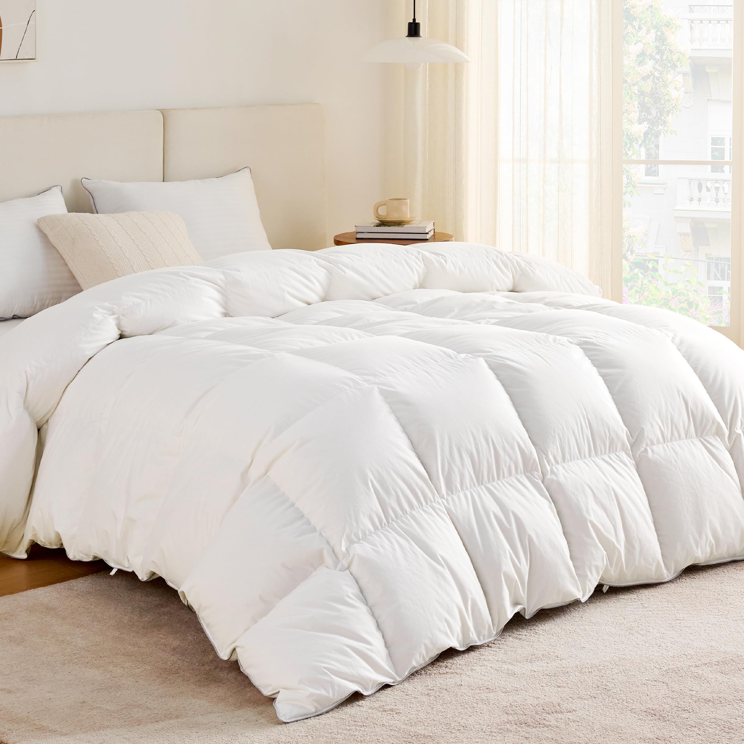BEDSURE Daunendecke 135x200 Daunen Bettdecke - Warm Winterdecke 90% Daunen und 10% Federn 880 gr. Füllung, Federbettdecke with Öko-Tex, RDS in Deutschland, Waschbar Steppdecke Weiß | Winterdecke aus 90% Daunen,Dick Füllung, Extra Warm Federbettdecke with