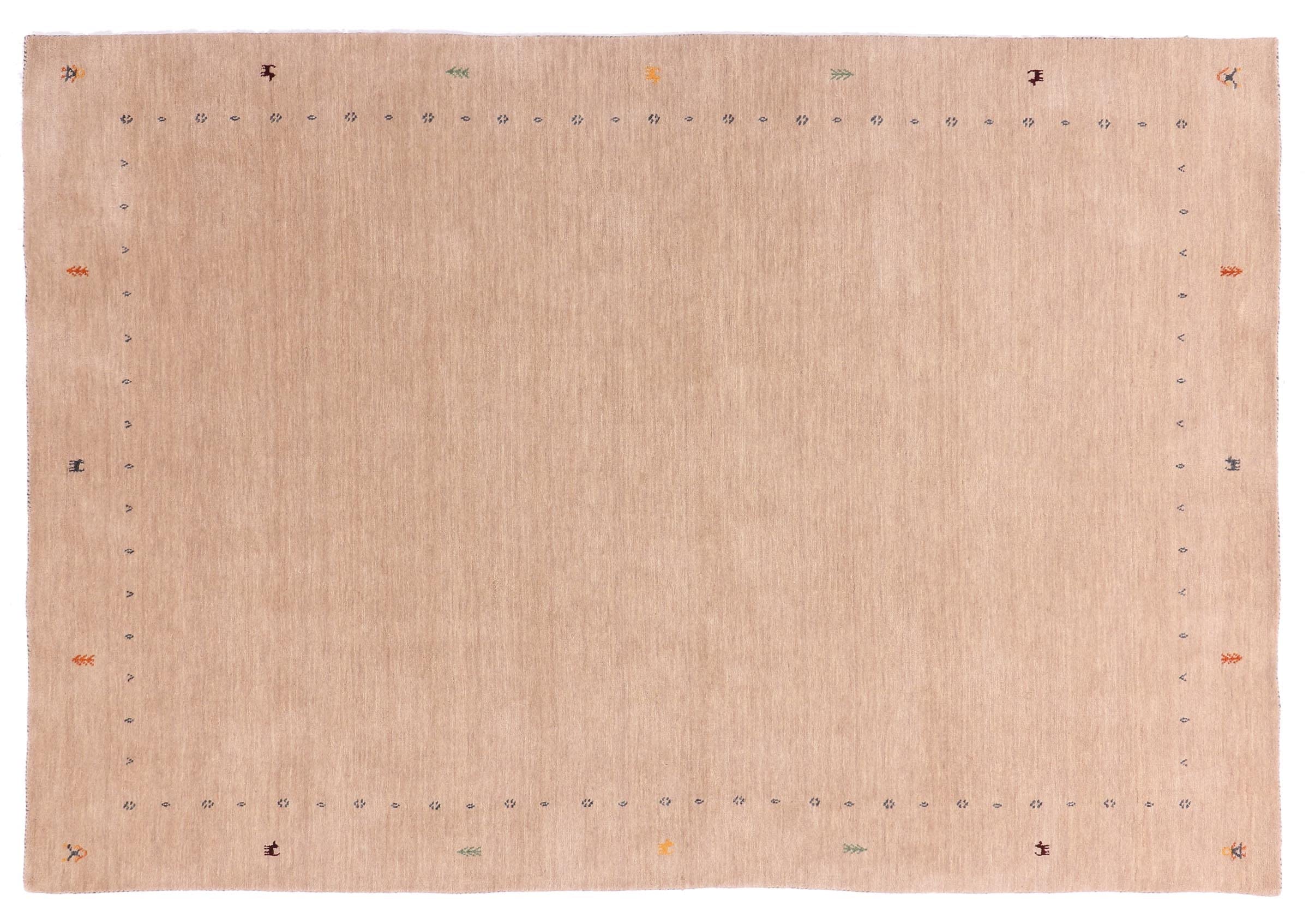 Tapis en laine Gabbeh Muti tissé main beige 200x300 pour un salon élégant