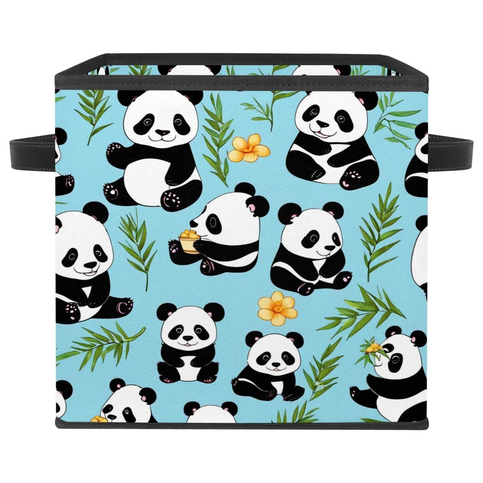 Panier de rangement durable panda bleu grand bac cube pliable