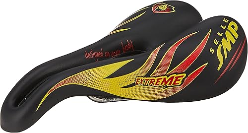 Selle SMP TRK - Sillín medio extremo, negro/amarillo/rojo