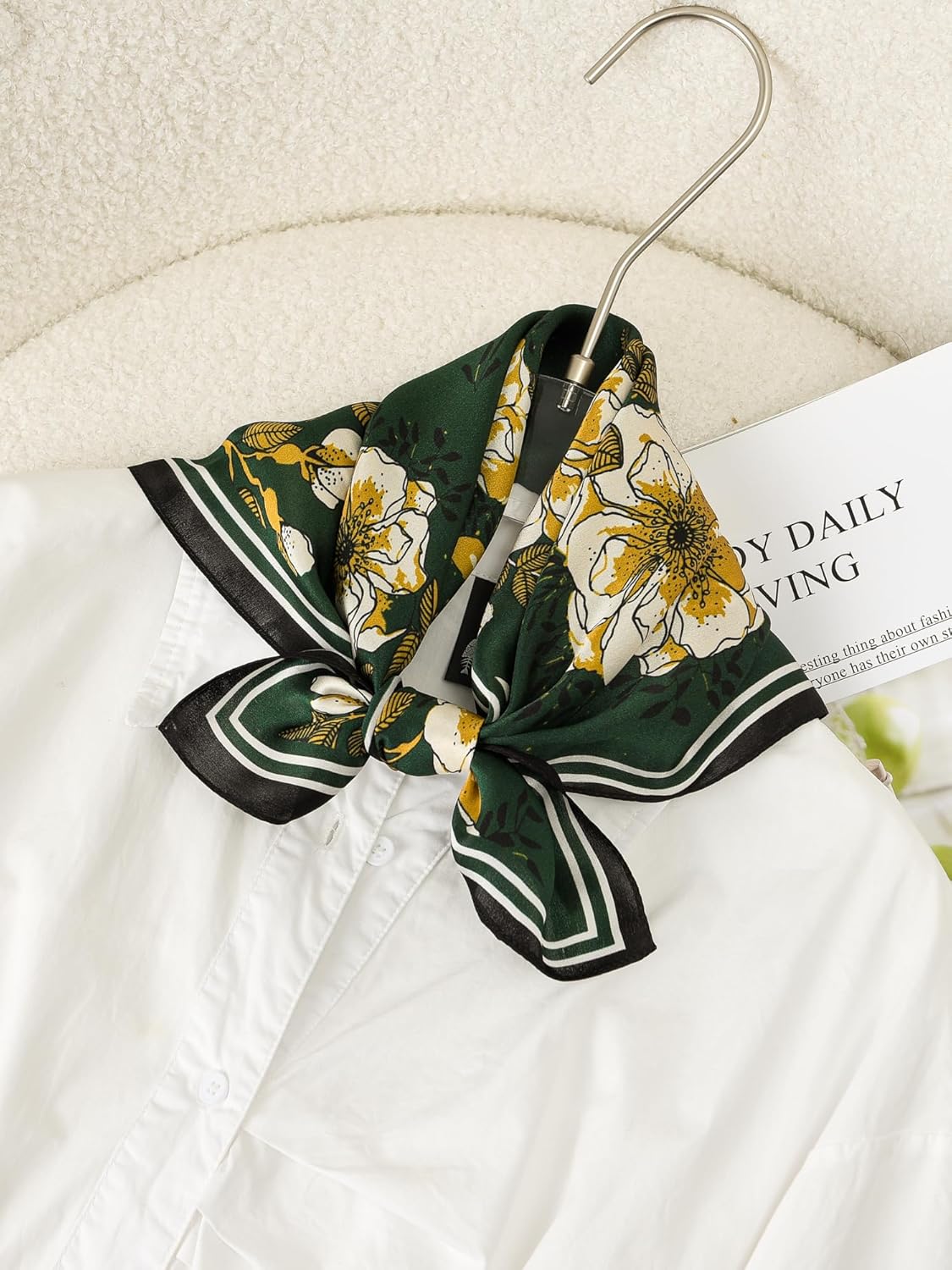 100% Mulberry Silk Scarf 21 "x 21" Square - Neck Scarf - Women Men Small Square Pocket Scarf - With Gift Packed - Image 6