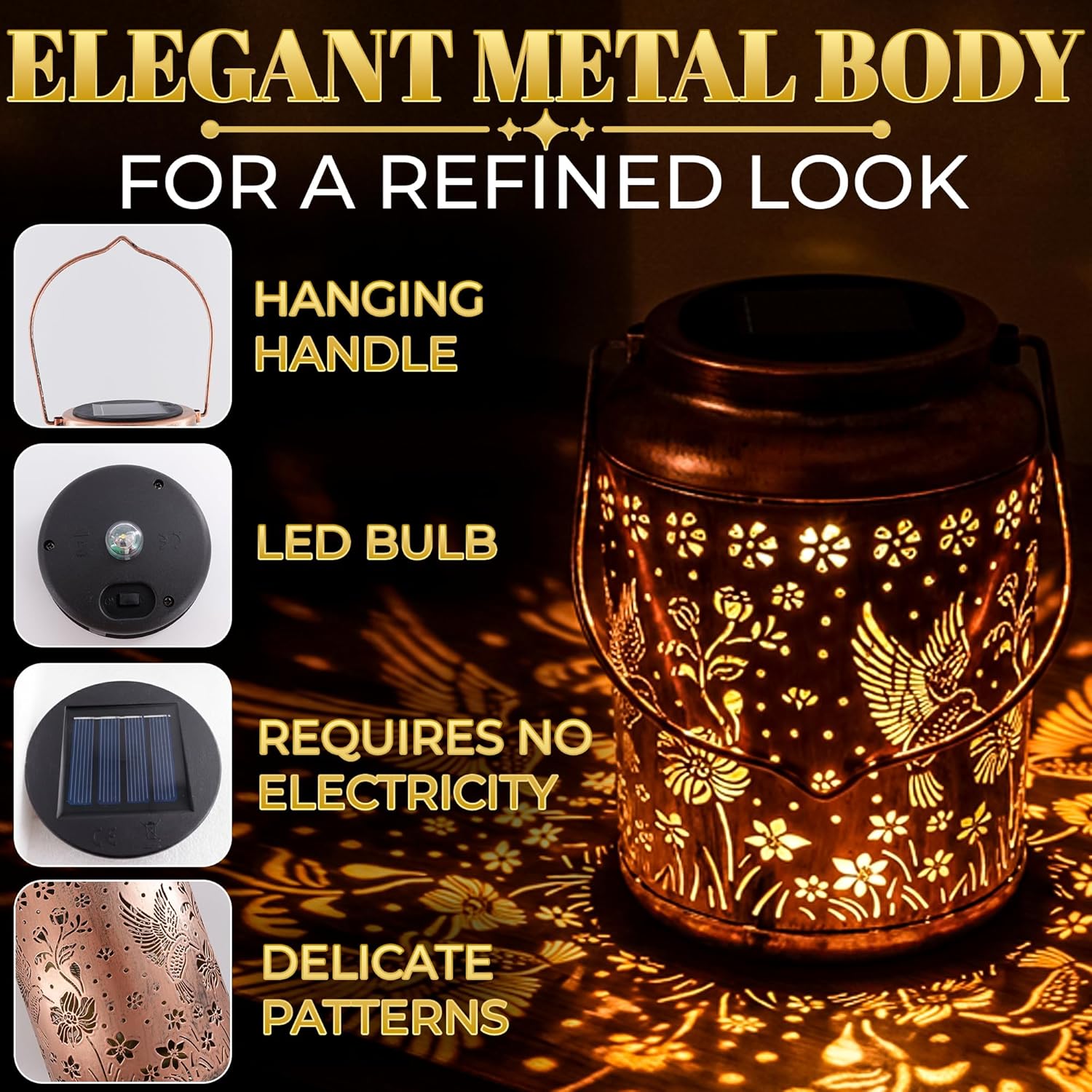 Hummingbird Lantern Lights – Vintage Metal Garden Outdoor Lanterns | Warm LED Glow for Yard, Patio, and Balcony Decoration | Hummingbird Gifts for Women, Mom & Grandma