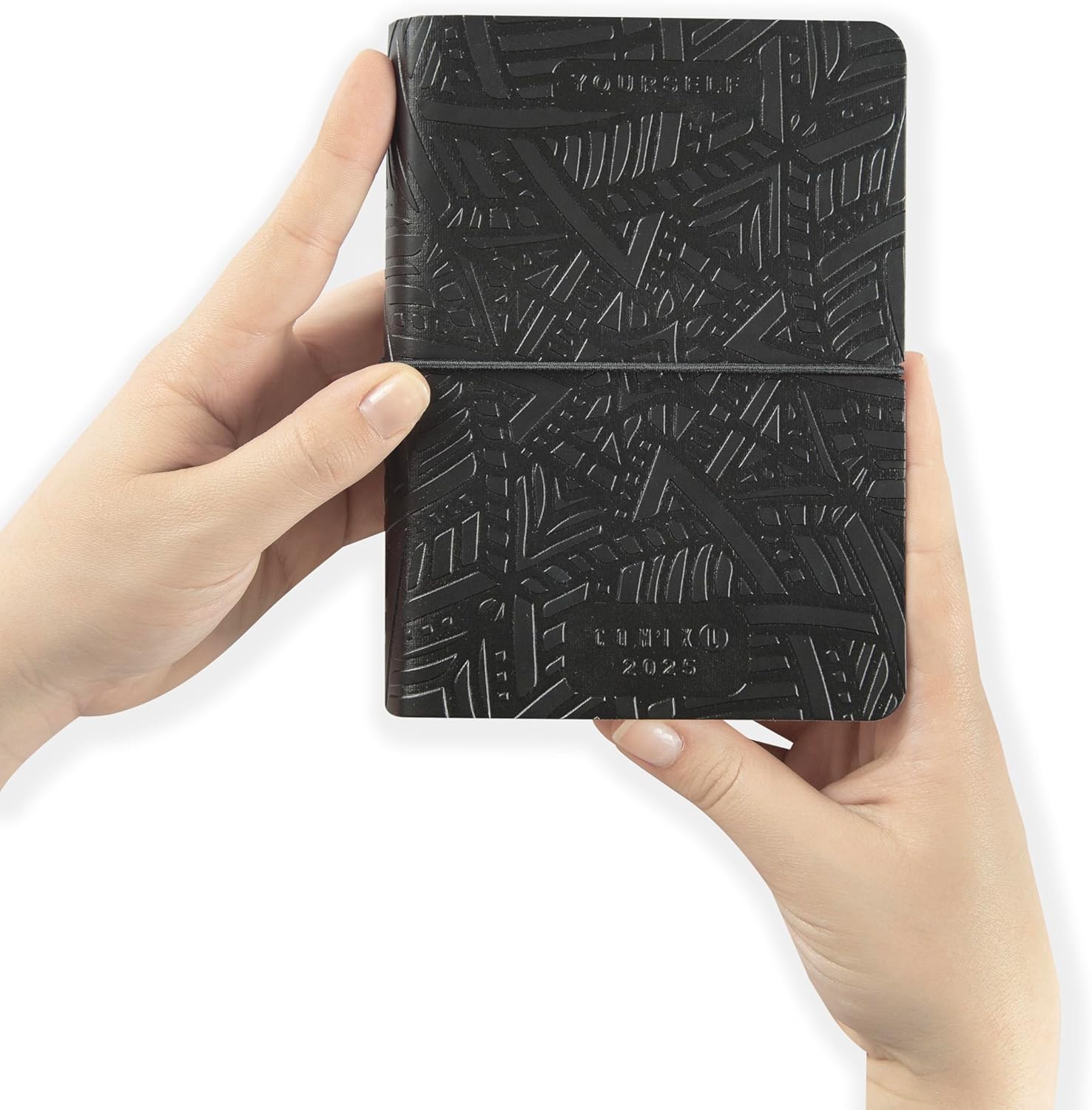 Comix U YOURSELF 2024-2025 Mini Daily Diary, 16 Months, with Soft Cover Heat-moving, Elastic and 448 Pages, Ideal for School and University, 4.3 x 6 inches, Black