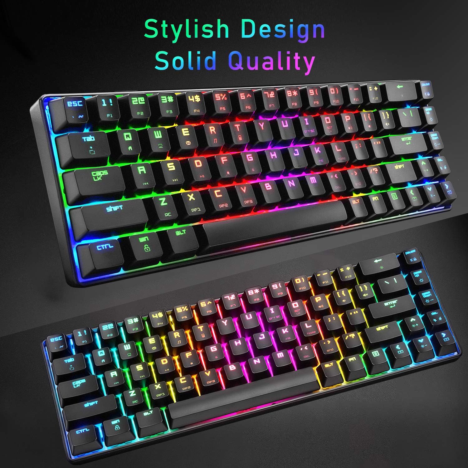 LexonElec Mechanical Gaming Keyboard 18 Chroma RGB Backlit Keyboard with Type C Brown Switches 68 Keys Anti-ghosting Wired Gaming Keyboard for PC/Mac Gamer, Typist, Tactile