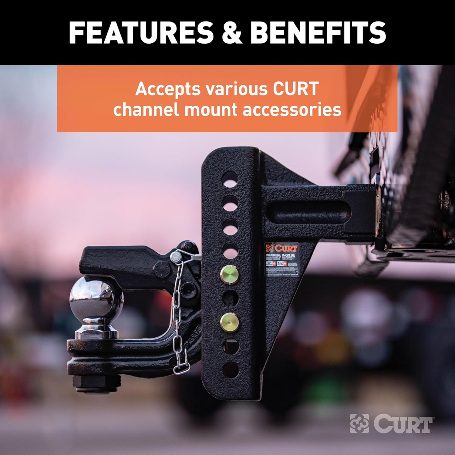 CURT Manufacturing 45910 Channel-Style Adjuastable Dual Ball Mount Replacement Shank