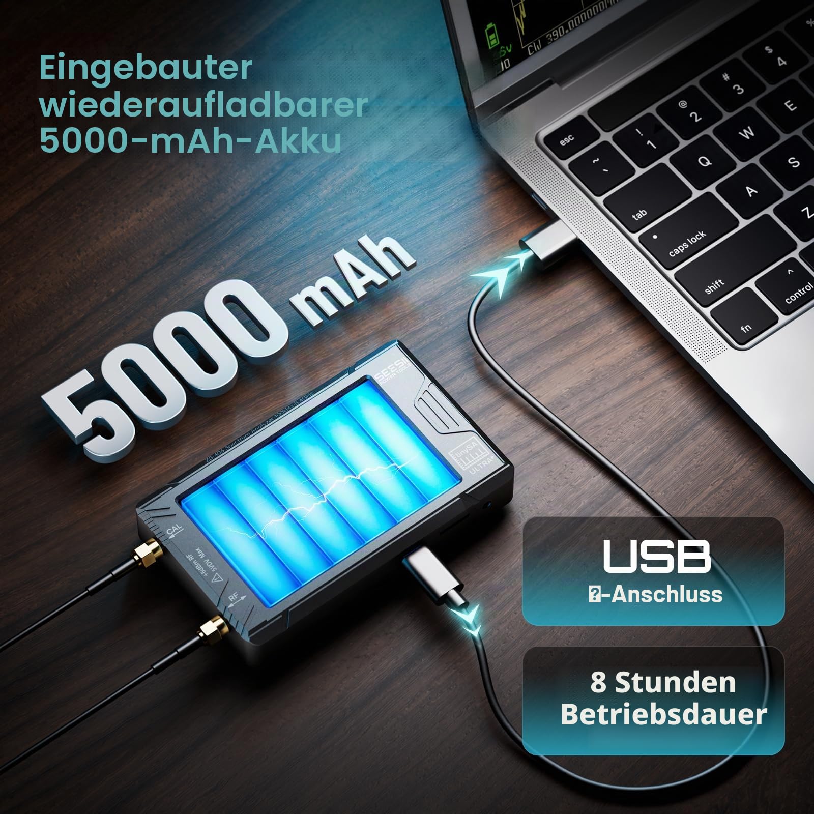 SEESII TinySA Ultra+ ZS406 Spektrumanalysator, 2025 Tragbarer Frequenzanalysator 4,0 Zoll 100 kHz - 5,4 GHz mit 32GB Speicherkarte, 2 in 1 Signalgenerator 100 kHz - 800 MHz MF/HF/VHF UHF-Eingang