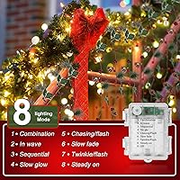 Vista 5 de Crafare Guirnalda de Navidad de 6 pies con Piñas, Luces de Cadena con 20 LED de Bayas Rojas, Luces de Guirnalda de Piñas, Luces de Cadena LED