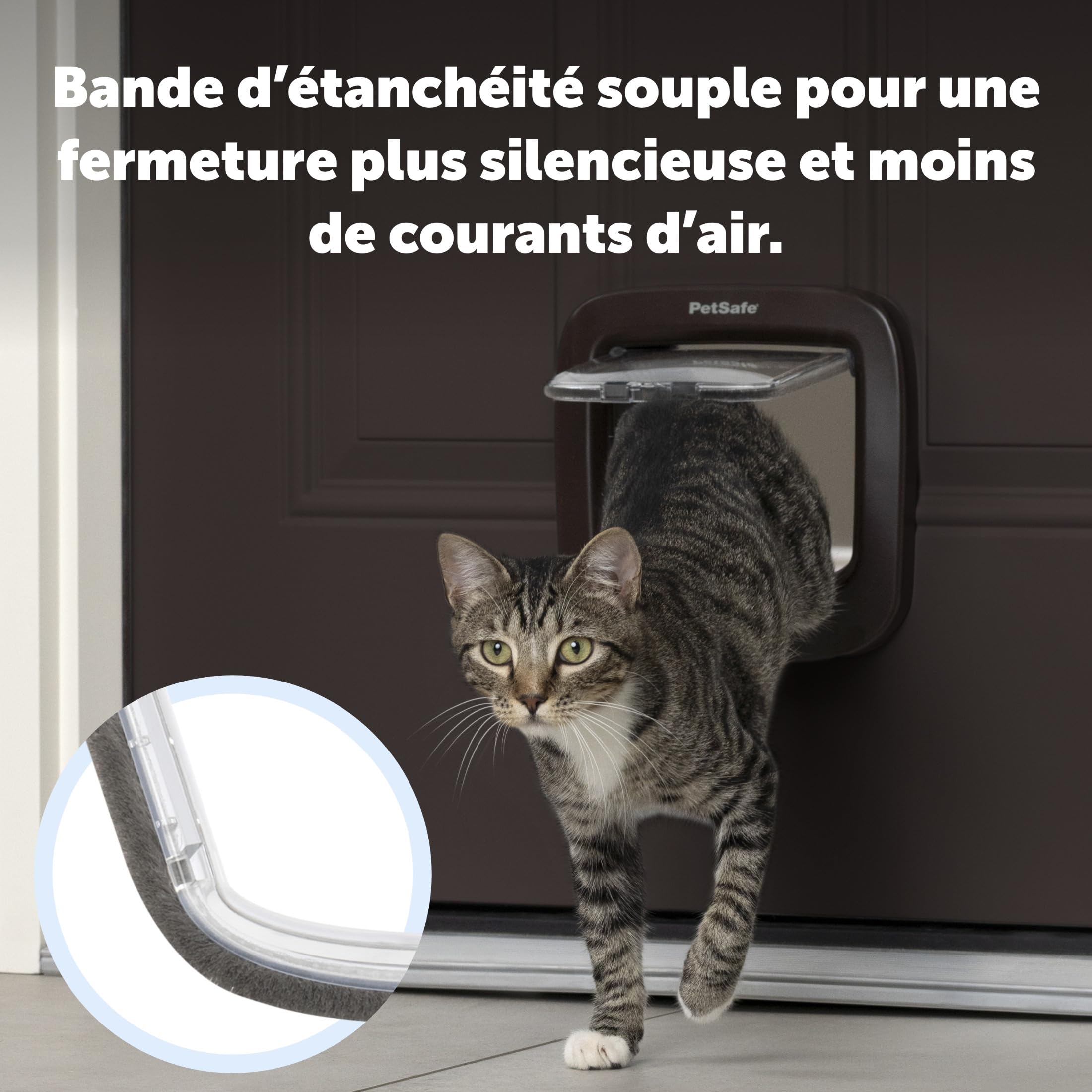 PetSafe - Chatière Manuelle - Système à 4 Options de Fermeture, Économique, Installation Facile - Marron
