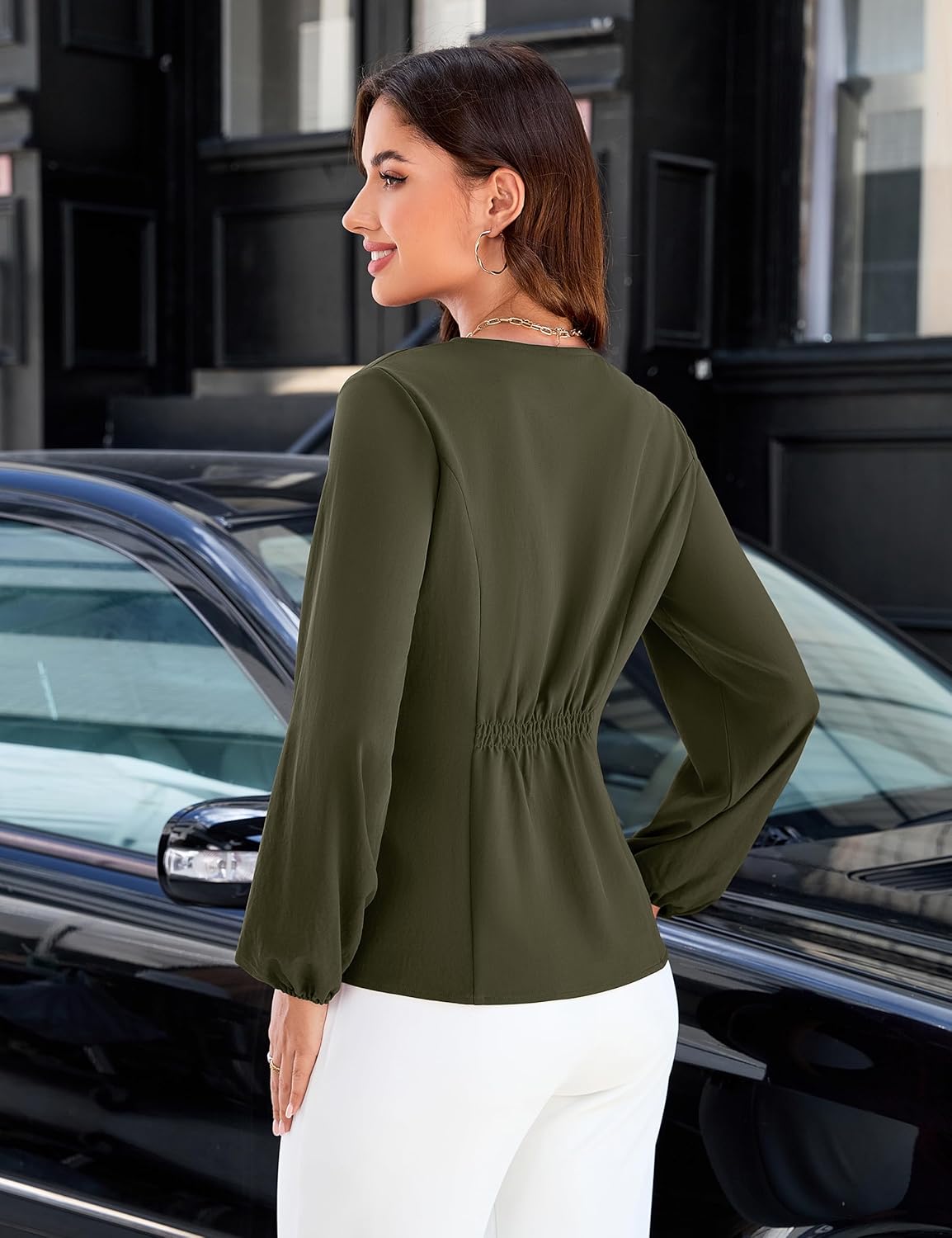 Blooming Jelly Womens Dressy Casual Peplum Tops Long Sleeve Work Blouses Trendy Dress Shirts Business Outfits 2025 - Image 3