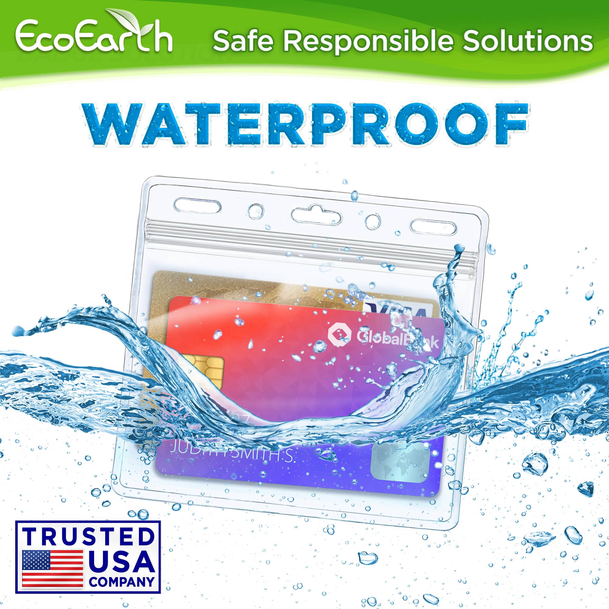 EcoEarth Horizontaler Kartenschutz mit weichem Rand (verschließbar, 10,2 x 7,6 cm, 1000 Stück), wasserdichter Ausweishalter, Kartenhalter, Namensschild-Halter, Kunststoff-Ausweishalter, transparenter