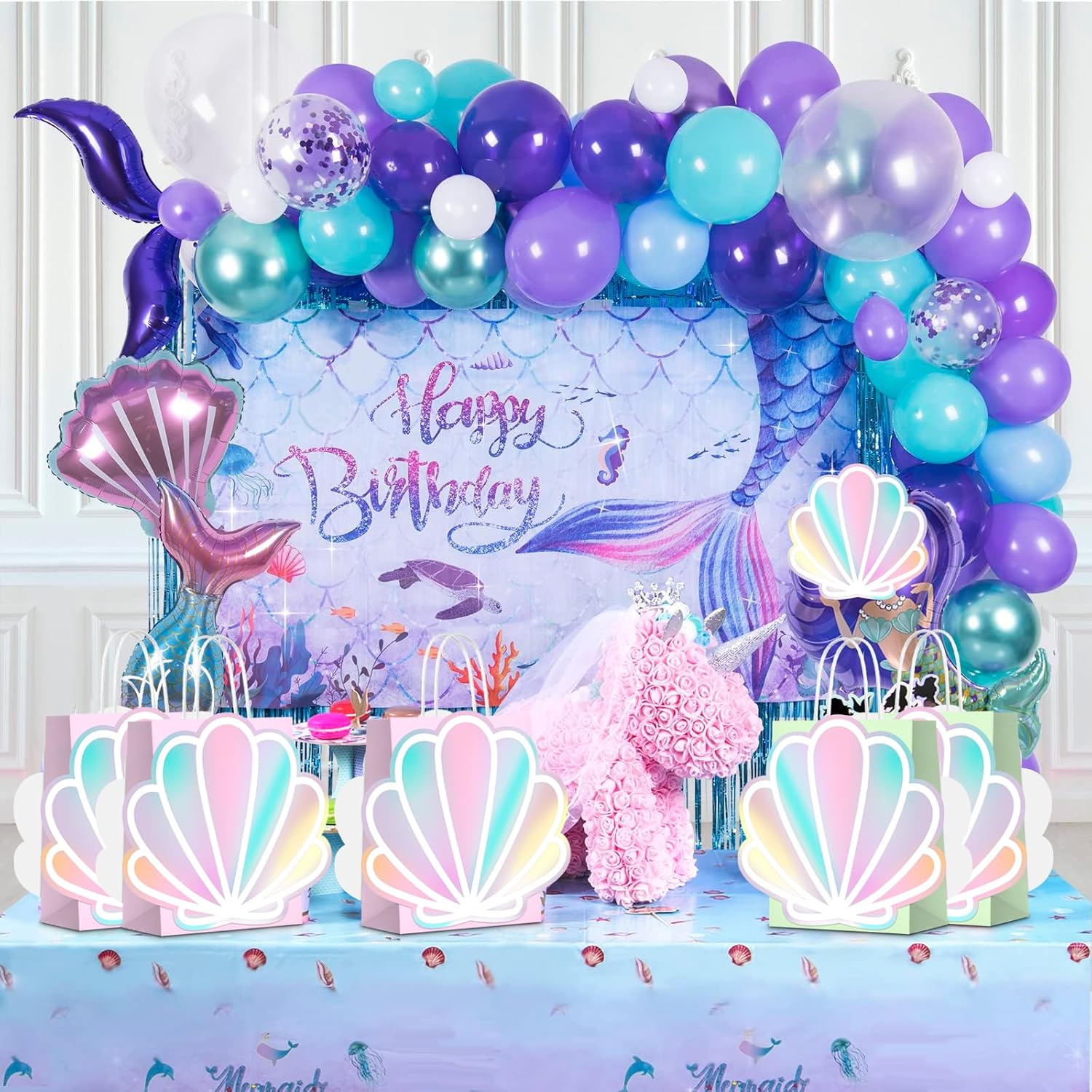 24 Pack Sea Shell Gift Bags For Mermaid Goodie Bags Party Favor Iridescent with Handle for Under The Sea Party Summer Ocean Beach Celebration Supplies - Image 7