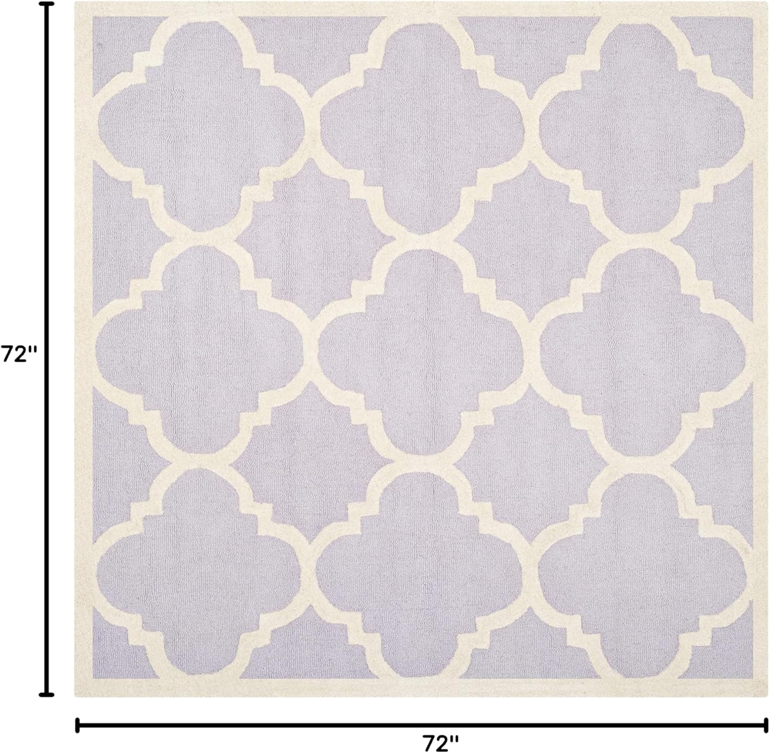 SAFAVIEH Cambridge Collection Area Rug - 6' Square, Lavender & Ivory, Handmade Moroccan Trellis Wool, Ideal for High Traffic Areas in Living Room, Bedroom (CAM140C)