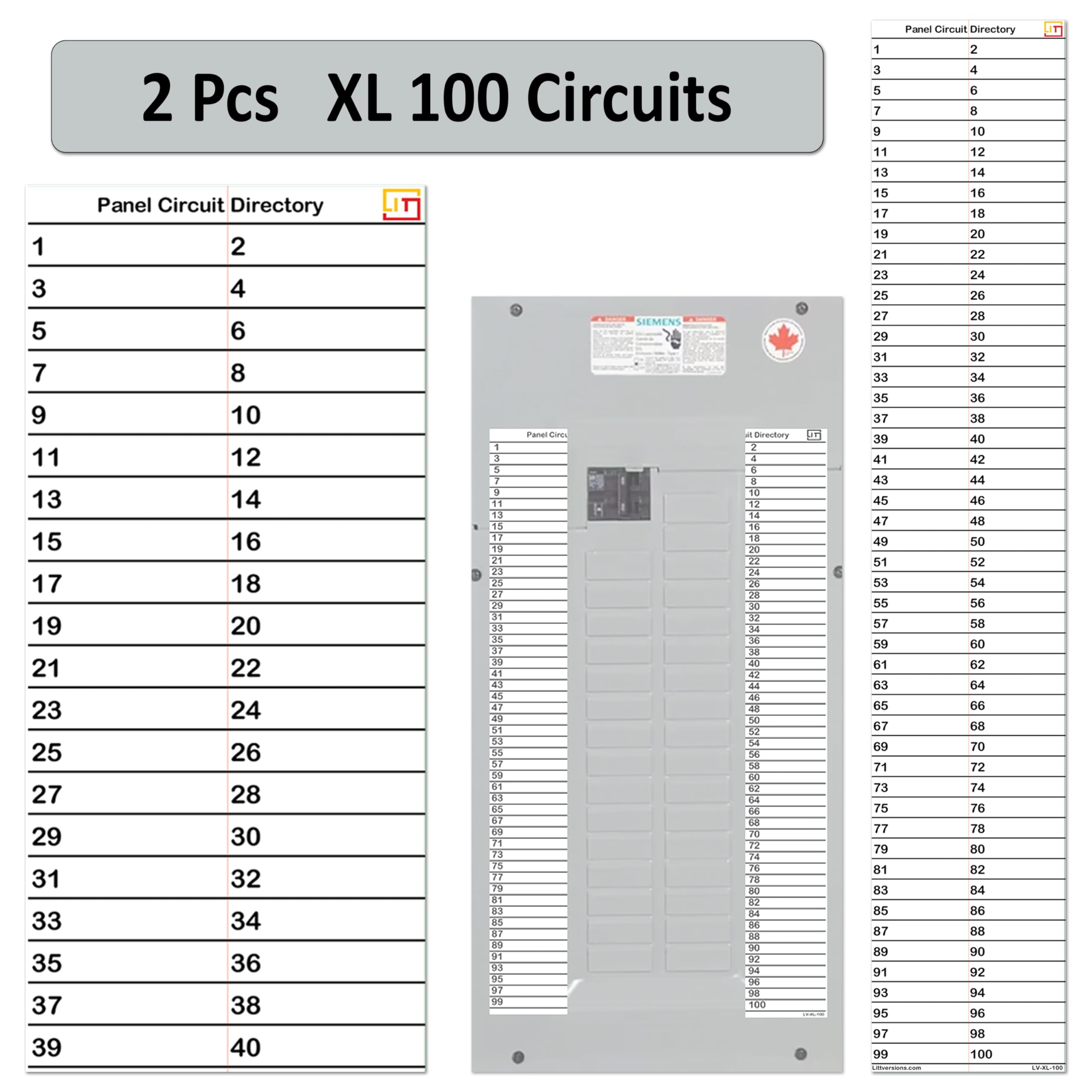 Littversions Large 100 Circuits 2 Labels Vinyl Fuse Box Circuit Breaker Panel Directory Labels Stickers Decals for All Electrical Panel/Load Centers