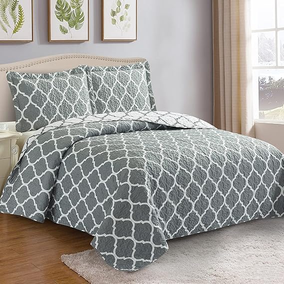 Royal Hotel Bedding Gray and White Meridian Full/Queen