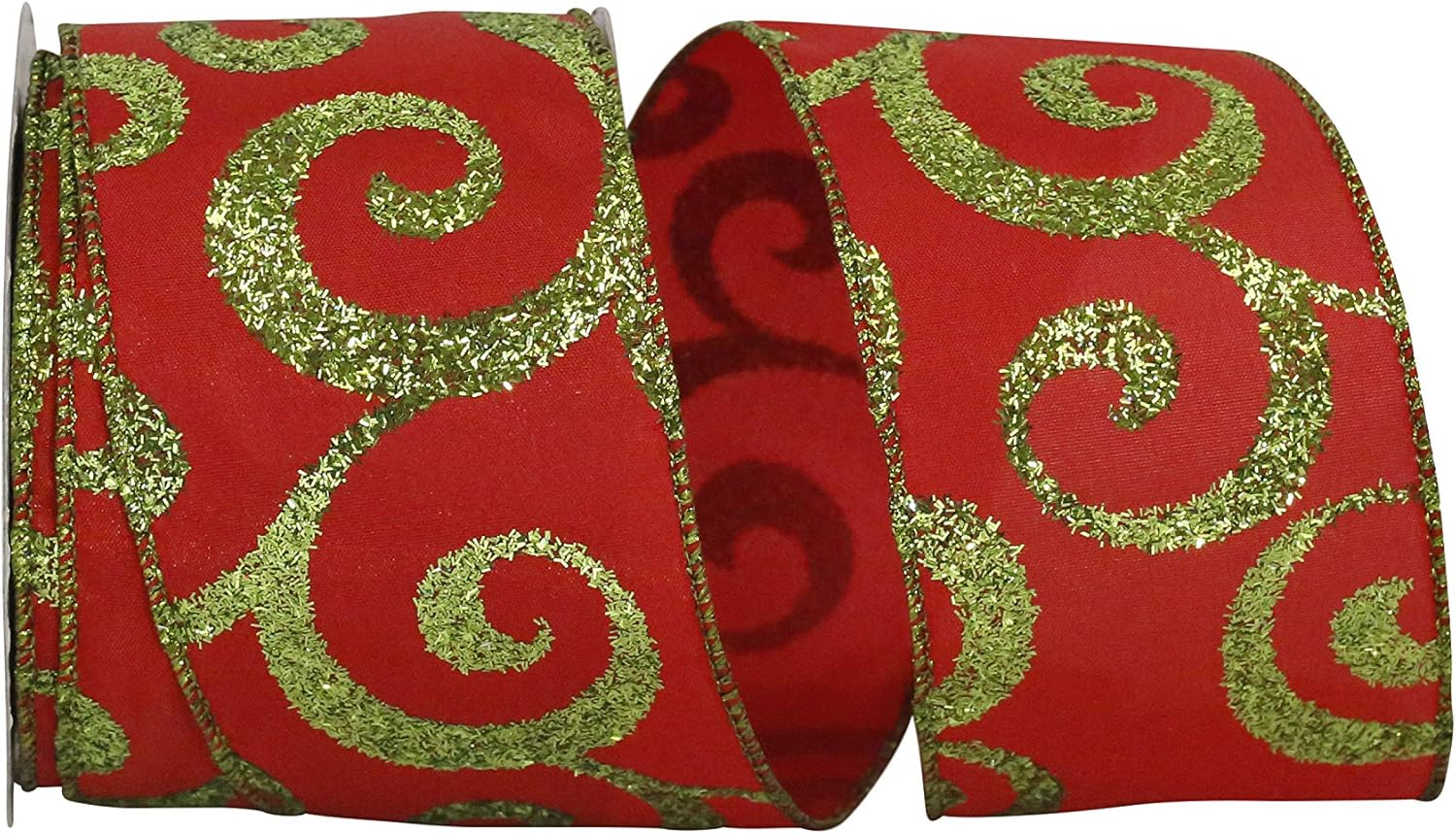 Reliant Ribbon 92305W-035-40K Scroll Glitter Value Wired Edge Ribbon, 2-1/2 Inch X 50 Yards, Gold
