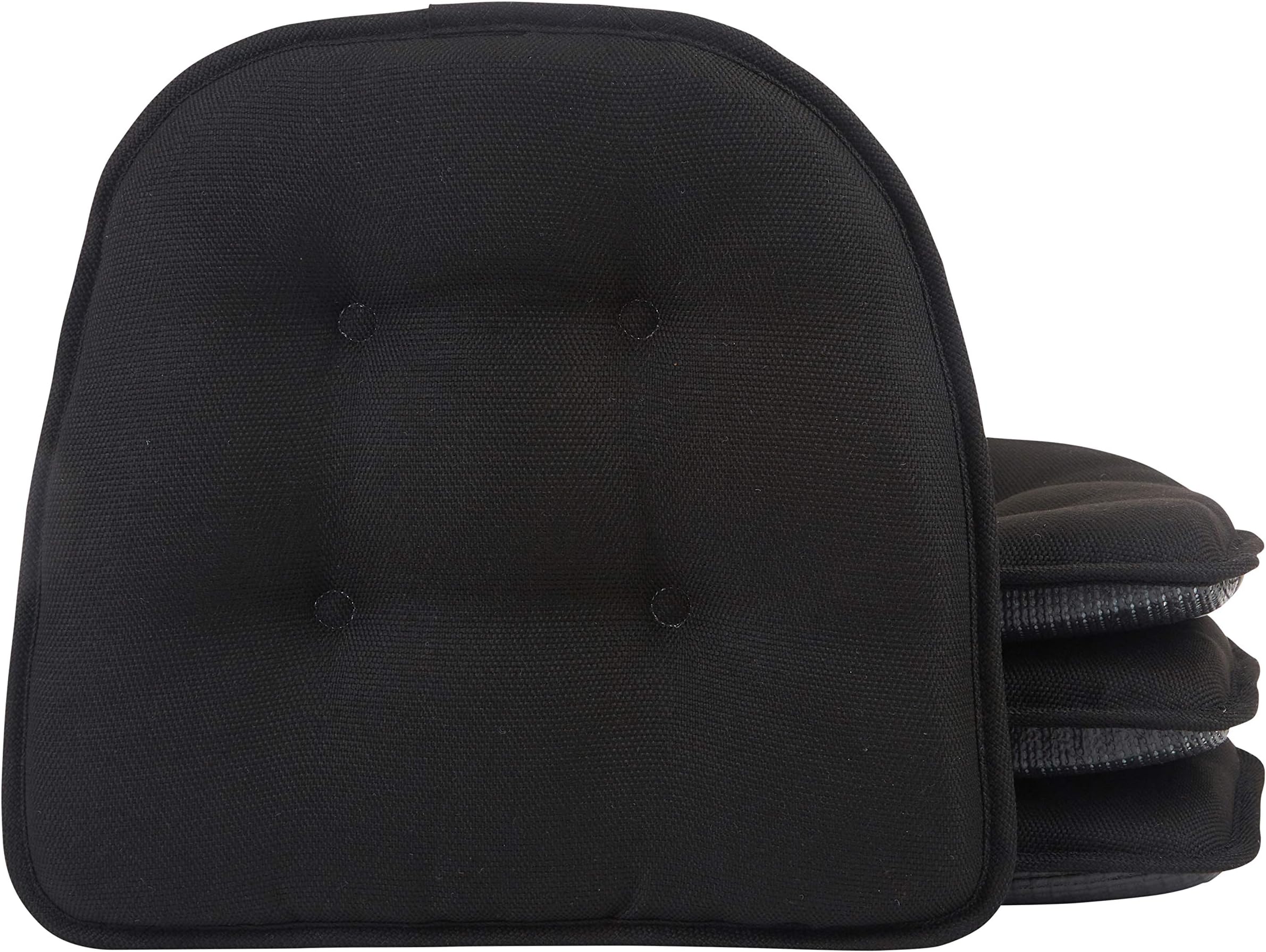 Klear Vu Omega Non-Slip Chair Cushions, Assembled in USA, U-Shaped Skid-Proof Seat Pads for Dining Room, Kitchen, Office, 15"x16", Solid Midnight Black, 4 Pack