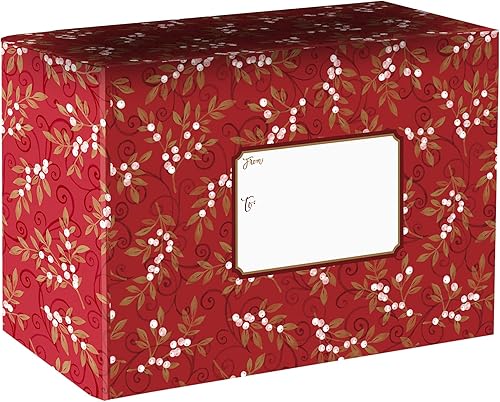 Jillson Roberts Cajas de regalo medianas de Navidad de invierno, diseño floral navideño (12 piezas)