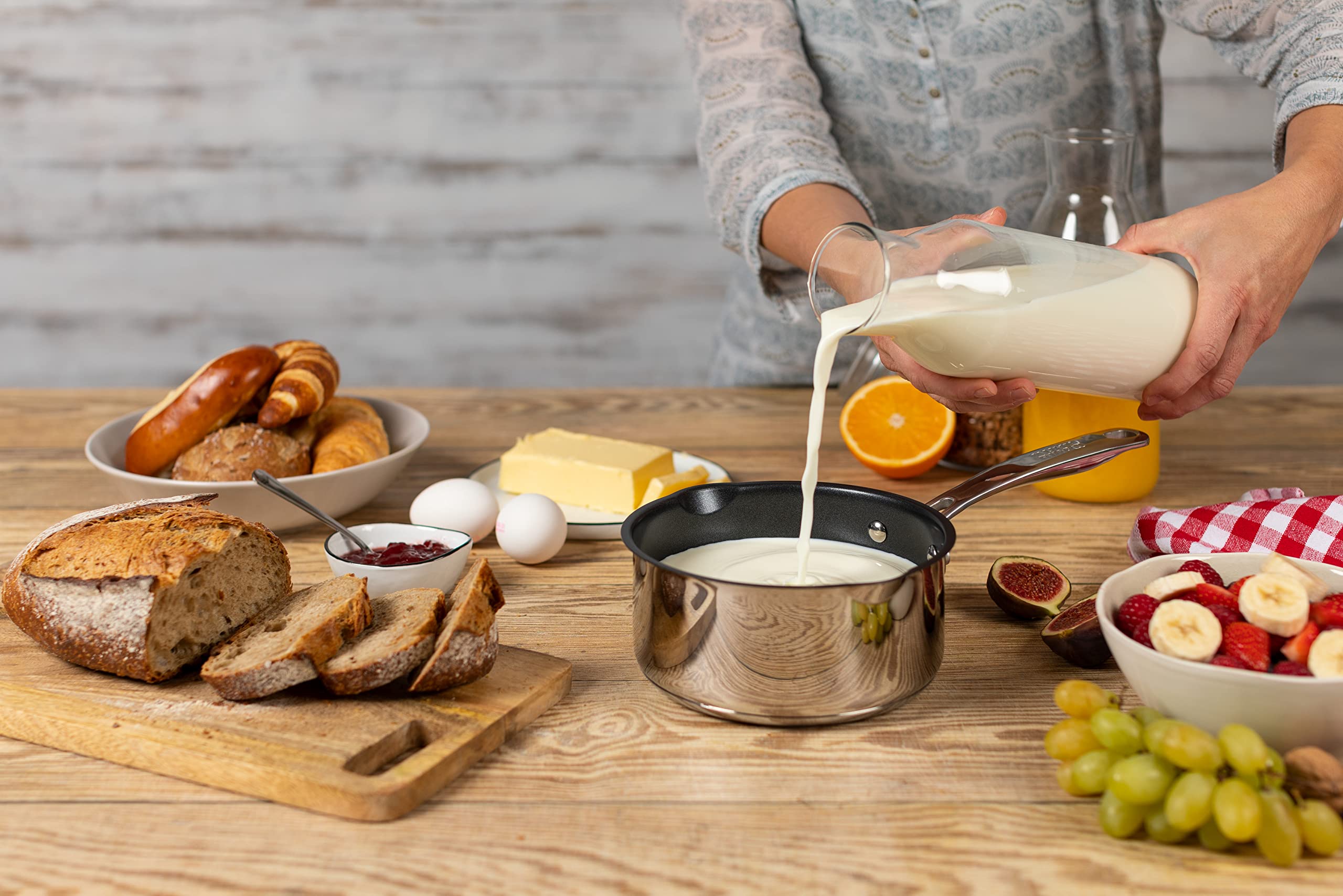KUHN RIKON Allround - Sartén para leche (1,5 L, 16 cm, inducción), color plateado