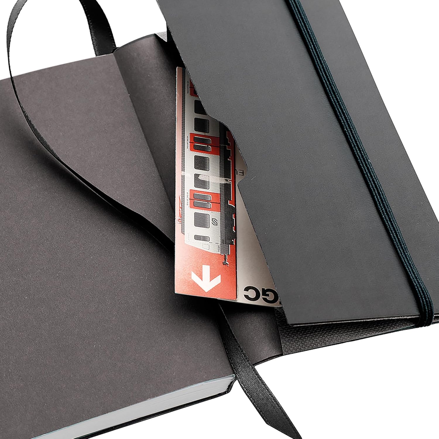 Miquelrius - Annual Planner 2024, Week to View, Passport Size 90 x 140 mm, Stitched Leather Hard Cover, Elastic Rubber, Spanish, English and Portuguese, Black