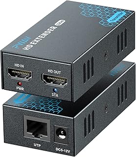 PW-DT243 HDMI Extender Over IP, 1080p Over 394ft (120m) Ethernet Cat5e/6 Cable, 1 to Many Over Gigabit Switch, Network LAN, HDMI Extender Balun Signal Box (TX+RX)…