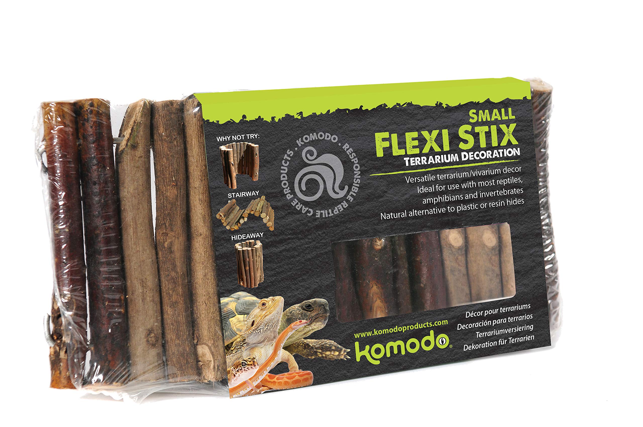 Komodo Flexi Stix, Small, Terrarium or Vivarium Natural Decor, Suitable for reptiles, amphibians and invertebrates,Brown
