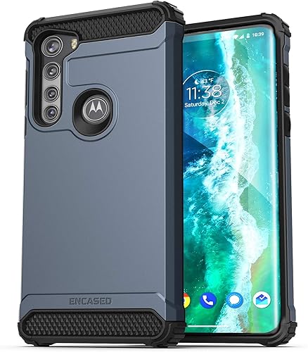 ENCASED Scorpio - Funda protectora resistente para Motorola Edge (2020) (azul pizarra)