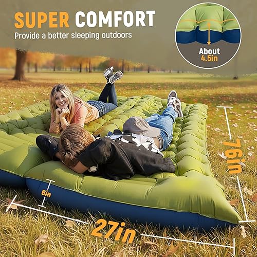 Miniatura 2 de Colchoneta de dormir para camping, ultraligera con bomba de pie integrada, cómoda alfombrilla para dormir para mochileros, viajes en coche, tienda