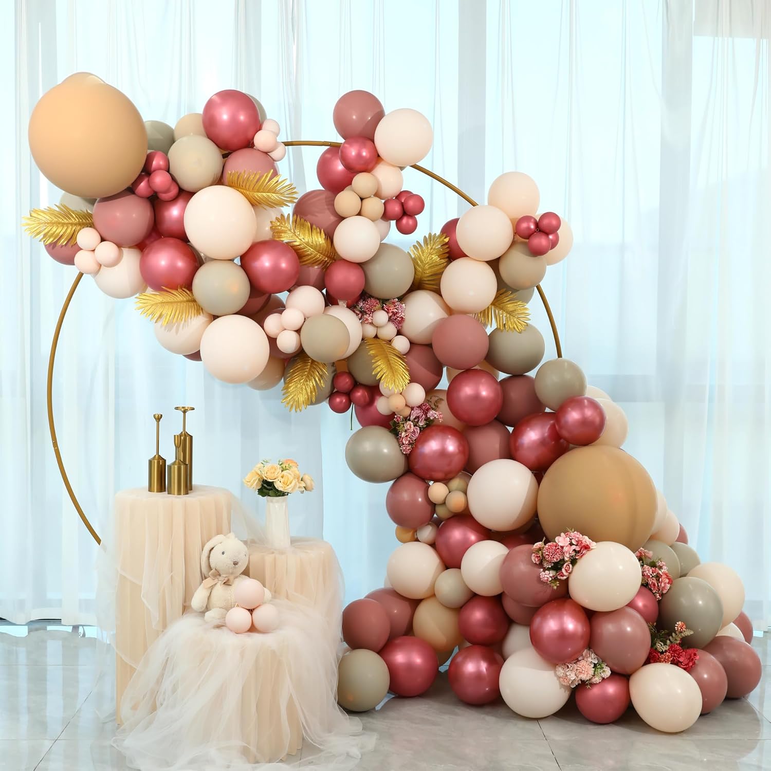 Vintage Pink Balloon Garland Kit, Double Boho Pink Cream