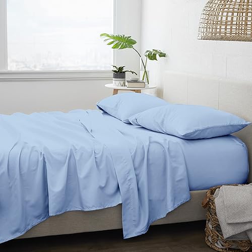 Miniatura 6 de MyGiza Sheets - Juego de sábanas de algodón Giza de primera calidad, tamaño split king, individual, matrimonial, king y queen, set de 4 unidades.