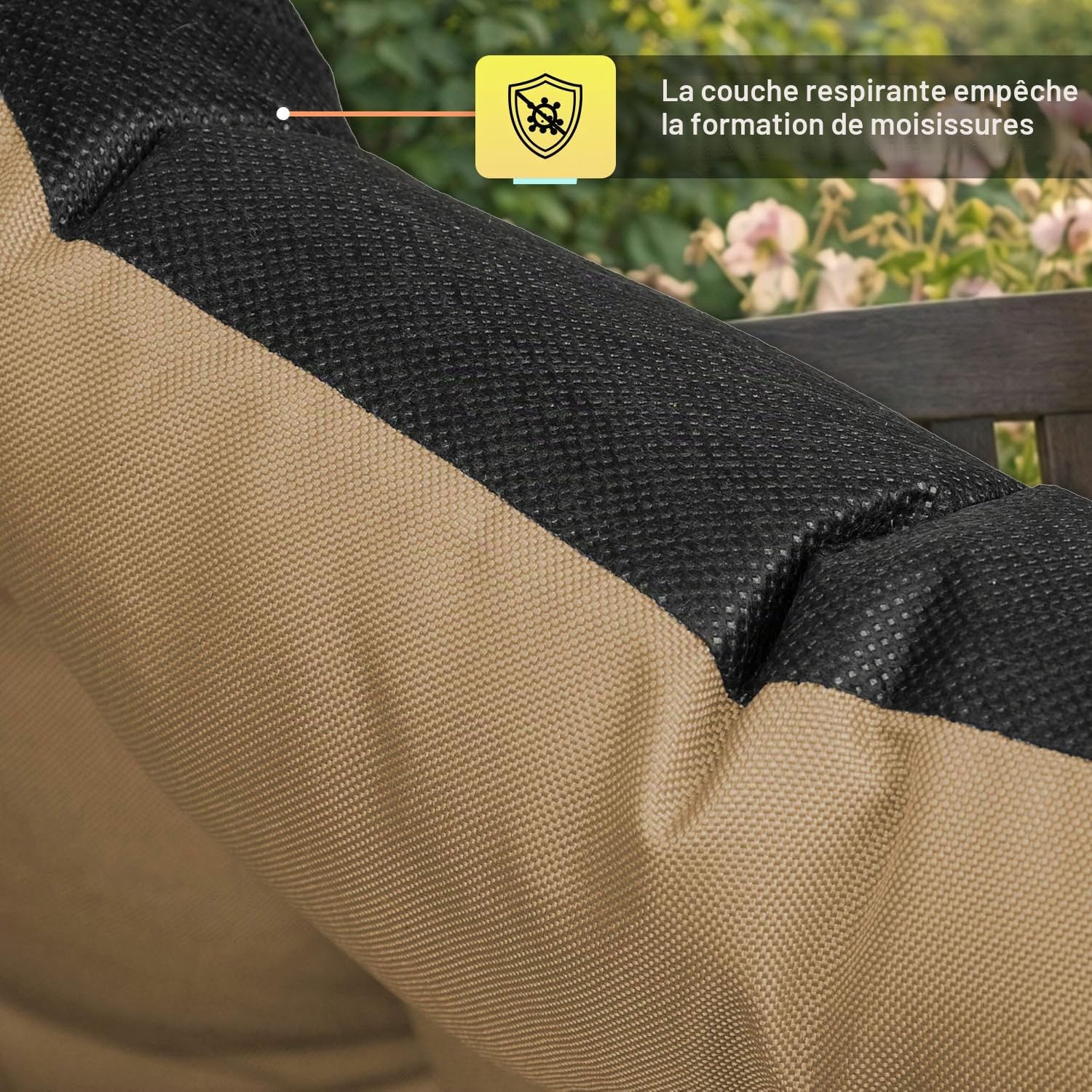 SuperKissen24. Coussin Dossier pour Banc de Jardin Canapé - 100x50 cm - Intérieur/Extérieur – imperméable - Beige