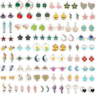 SANNIX 110Pcs Assorted Gold Enamel Charms for Jewelry Making and Crafting