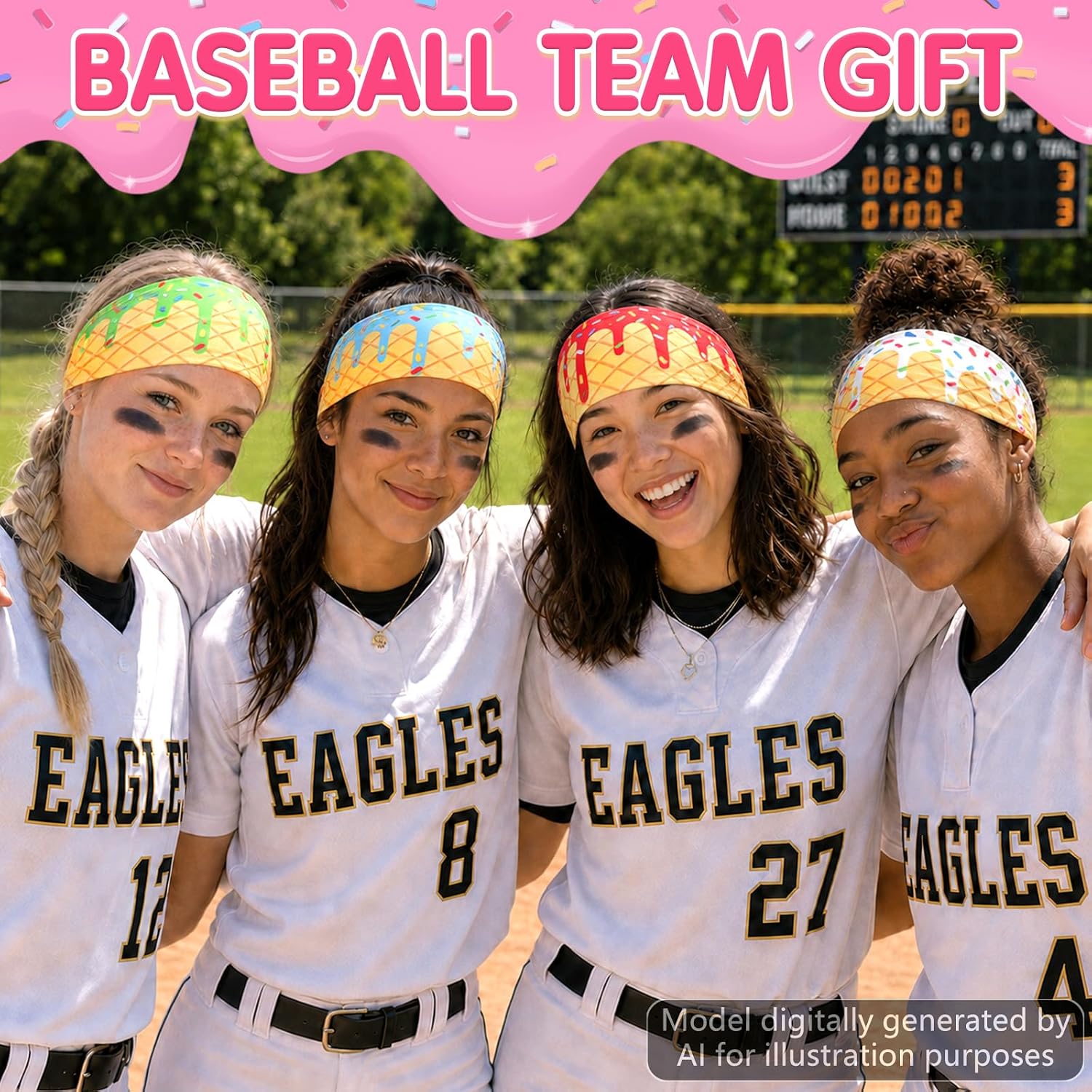 gisgfim Teenager Baseball Ice Cream Drip Headband Sport Party Favors