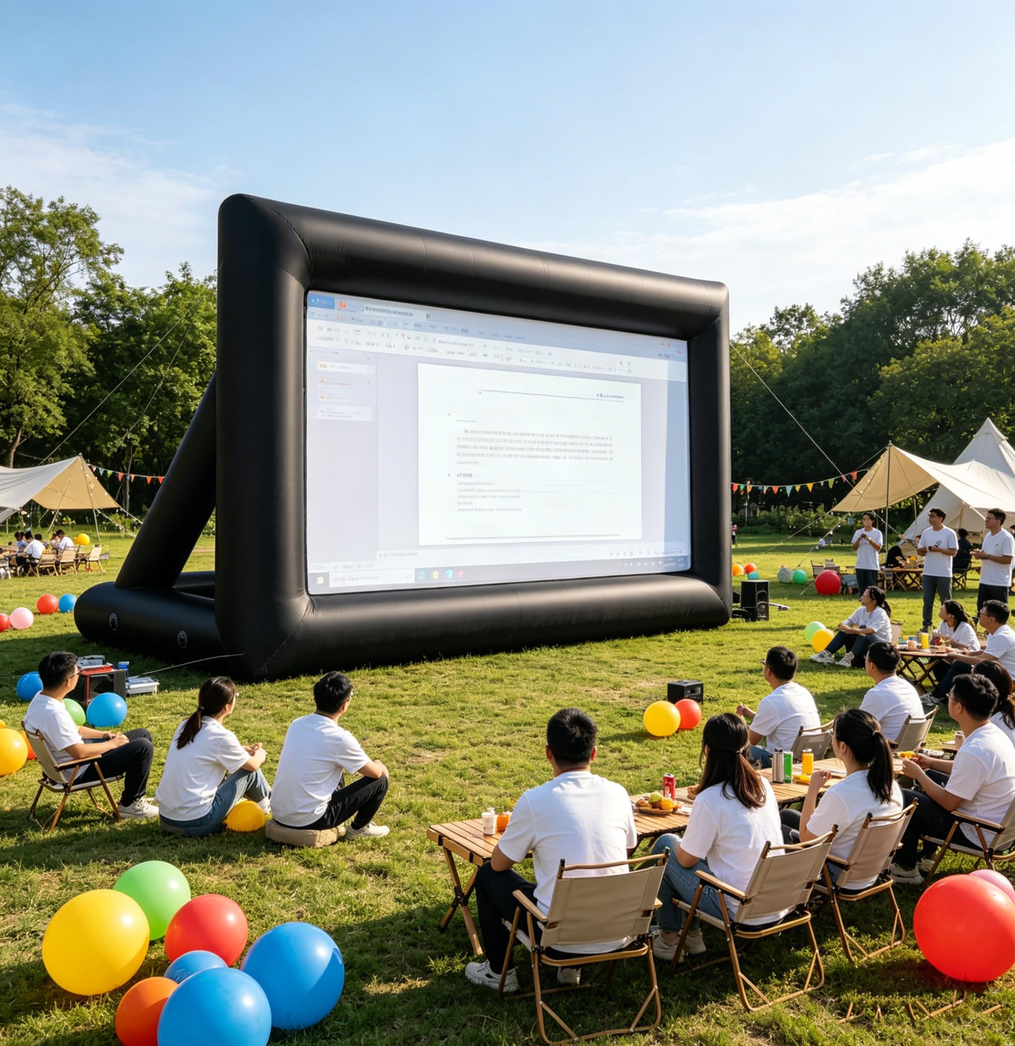 Schermo Gonfiabile per Proiezioni, Grande Schermo Gonfiabile con Proiezione Frontale, Facile da Montare, Ideale per Serate Cinema All'aperto, Divertimento in Piscina O in Giardino 16ft