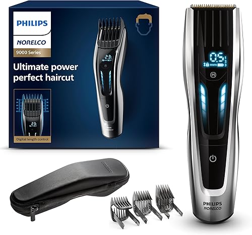 Norelco Philips Cortadora de pelo serie 9000, cortadora de pelo, turbo automático, tecnología de doble corte, peines motorizados, 400 ajustes de