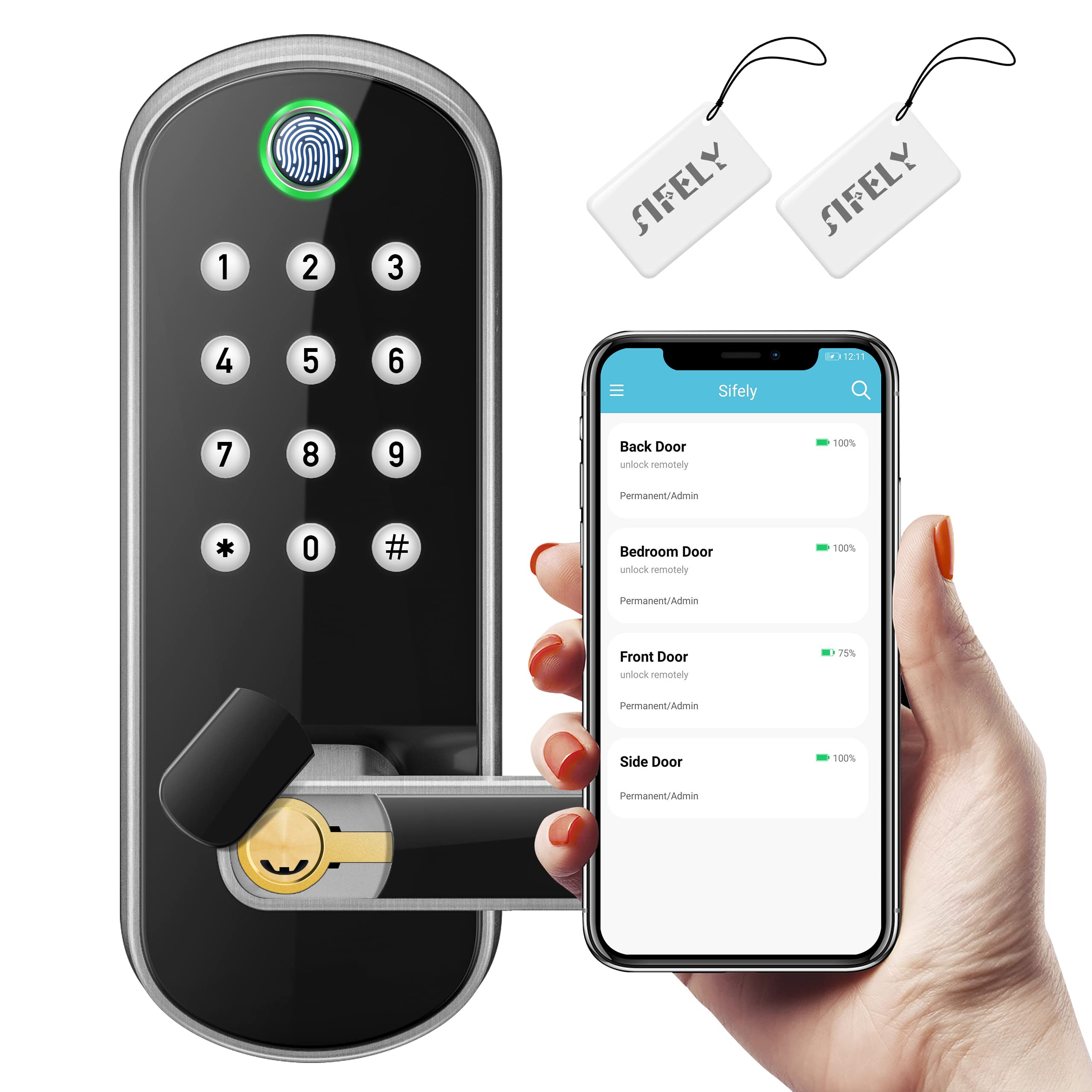 Sifely Smart Lock, Keyless Entry Door Lock, Fingerprint Door Lock