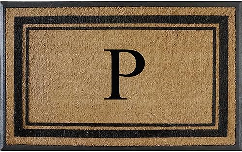 Miniatura 1 de A1HC - Tapete de goma natural y coco, 30 x 48 pulgadas, marco de fotos con monograma para puerta delantera, tapete duradero tratado