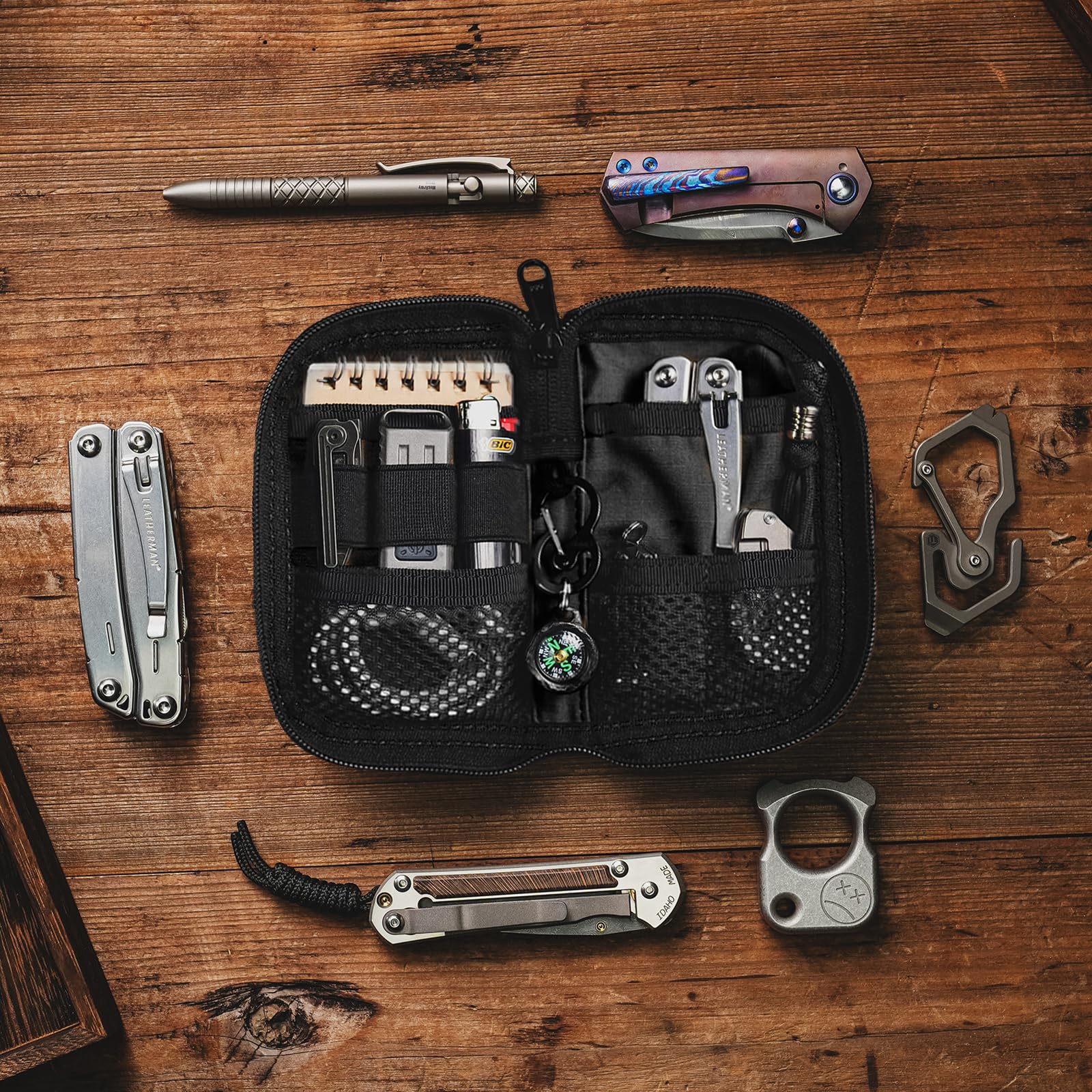 VIPERADE VE10 EDC Bolsa organizadora multiherramienta multifunción de nailon duradero, bolsa de bolsillo para herramientas, funda para cuchillo para soporte de linterna