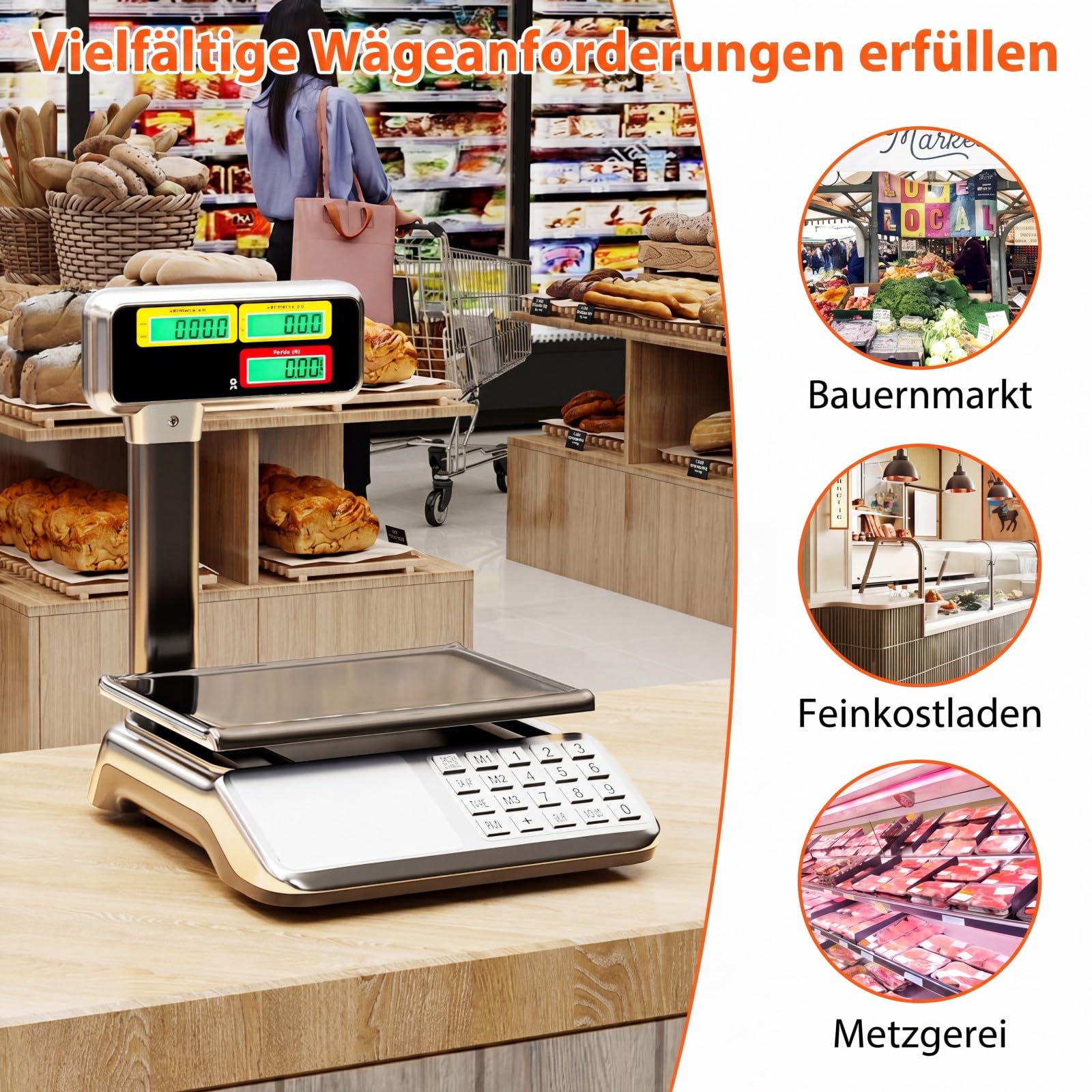 COSTWAY Kontrollwaage 40 kg/ 5g mit doppelseitiger Hochanzeige, Marktwaage
