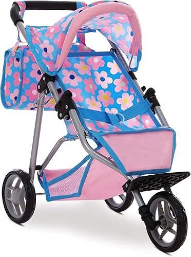 Dolls To Play Cochecito de muñeca de bebé, juguete de 3 ruedas, para niñas con toldo y cesta para niños, mi primer cochecito de correr resistente,