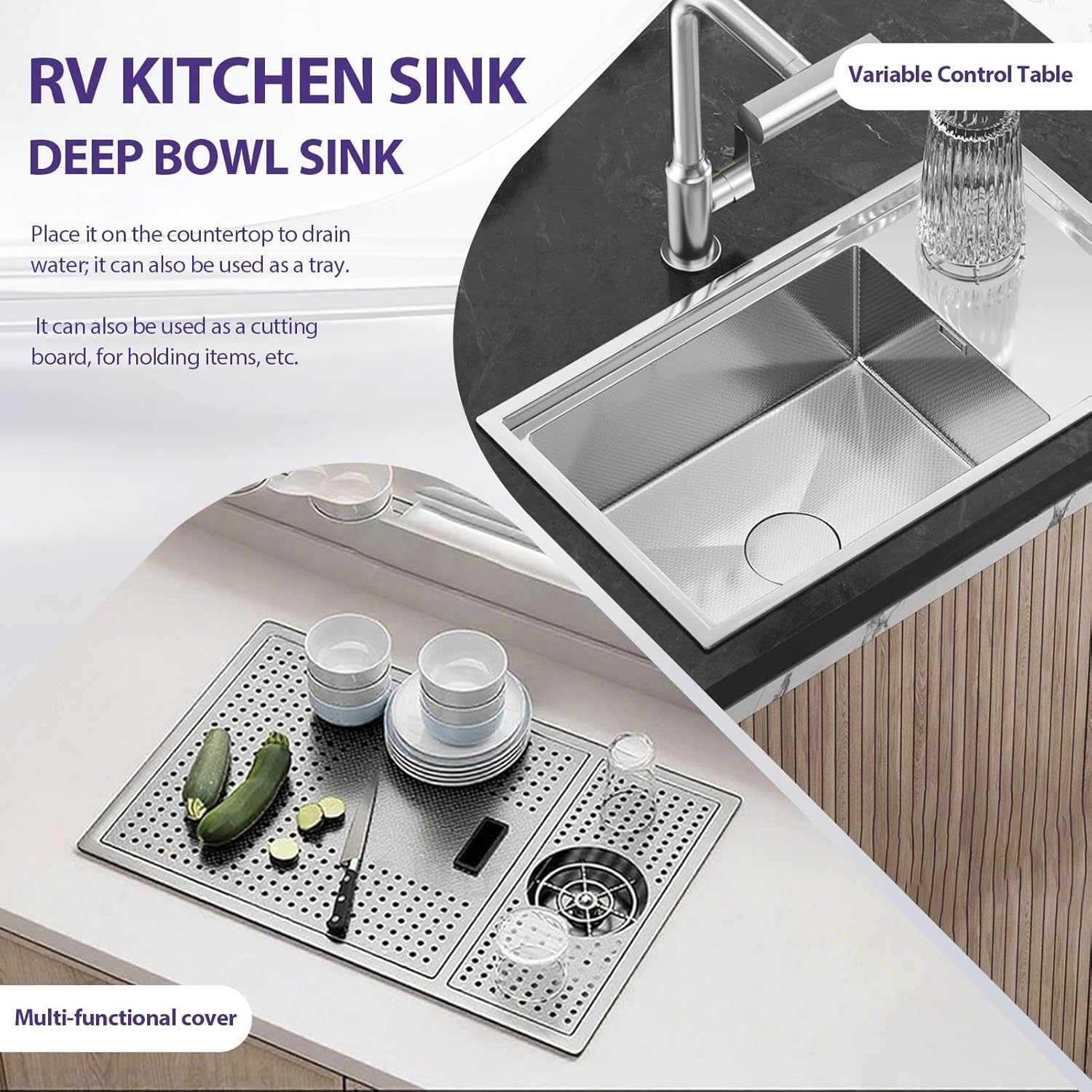 Narrow Edge Stainless Steel Kitchen Sink With Faucet And Glass Rinser, Multifunction Bar Prep Sink 3 Installation Options, Modern Minimalist Sink For Kitchen, Apartment(Black-Gray#2,60 x 32 m)