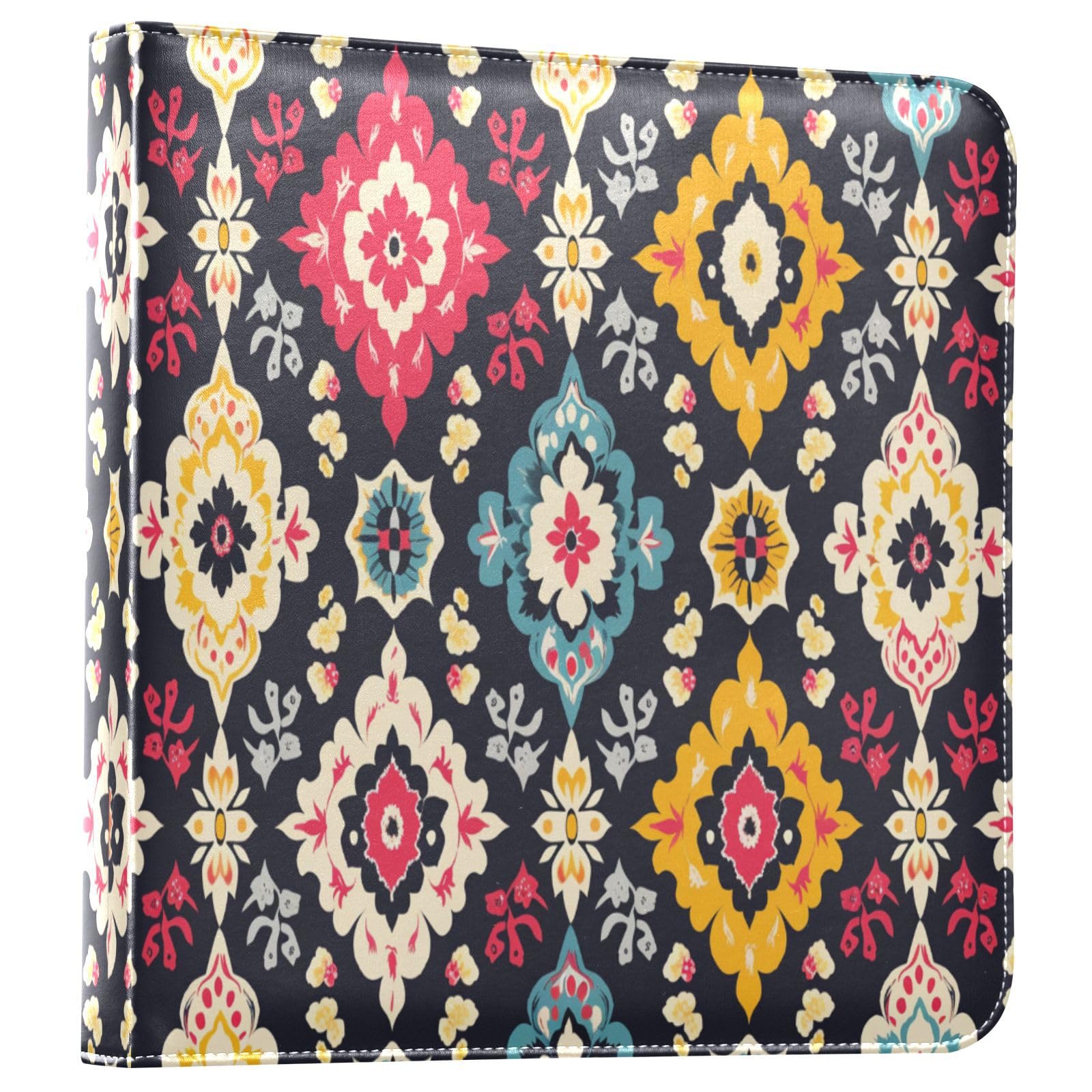 Kigai Ethnic Print Photo Album Self Adhesive Scrapbook Album Leather Cover DIY Picture Scrap Book with 20 Adhesive Sheets, 11.8x24x0.8 inch